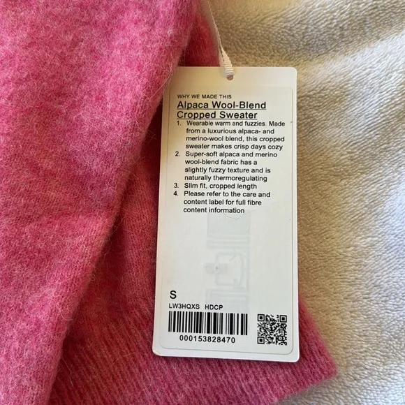 NWT Alpaca Wool Blend Cropped Sweater. Small. Hot Pink. - Picture 2 of 5